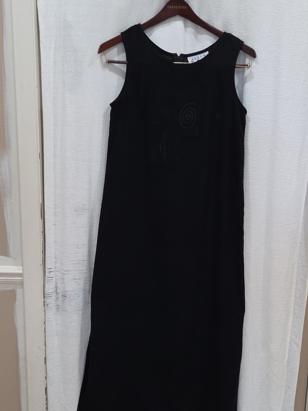 Keren Hart Black Sleeveless Maxi Dress Embroidered Zip Double   Side Slit Size S